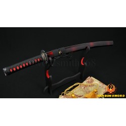 1095 high carbon steel Japanese Samurai Sword Wakizashi Unokubi-Zukuri Full Tang Clay tempered Blade