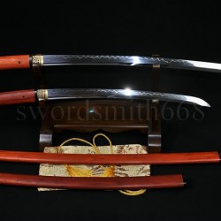 Traditional Hand Forged Japanese Shirasaya Sword Set (KATANA+WAKIZASHI) T10 SteeL Oil Quenched Full Tang Blade
