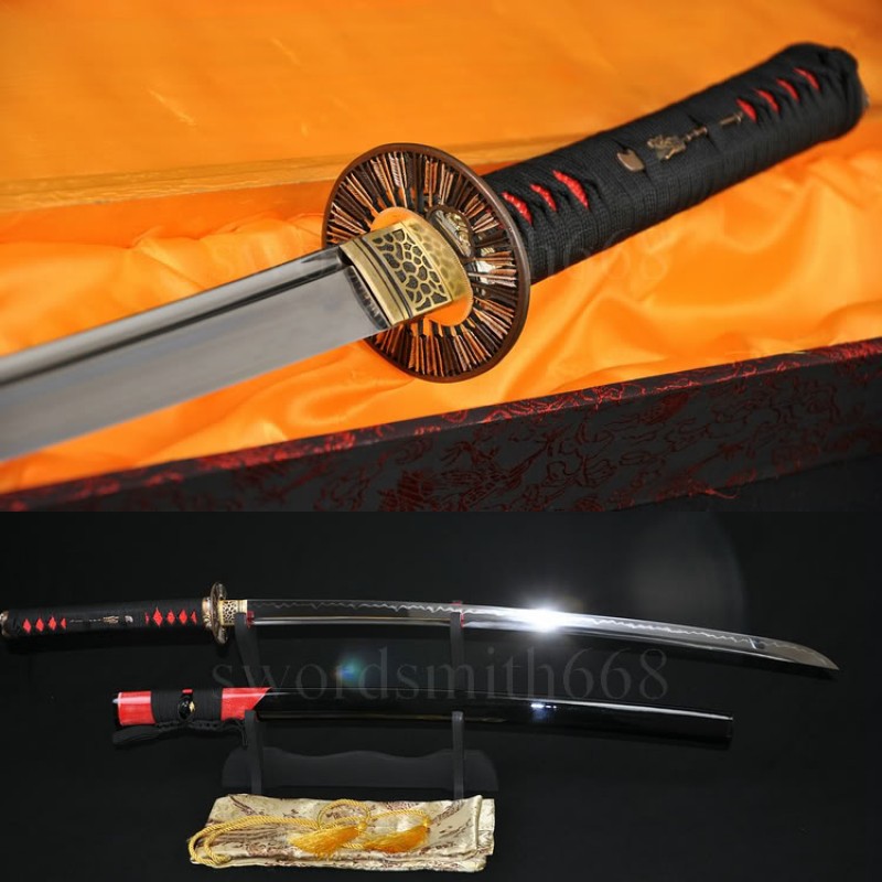 Japanese Samurai Sword KATANA Unokubi-Zukuri Full Tang Clay tempered ...