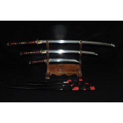 1095 High Carbon Steel Clay Tempered Samurai Sword Daisho Set KATANA WAKIZASHI TANTO