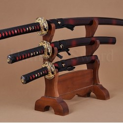 Japanese Samurai Dragon Swords Set katana+wakizashi+tanto Black Full Tang Blade