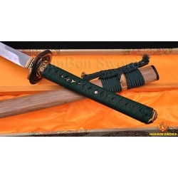 JAPANESE SAMURAI SWORD KATANA BRASS SNAKE KOSHIRAE HUALEE SAYA CLAY TEMPERED FULL TANG BLADE 