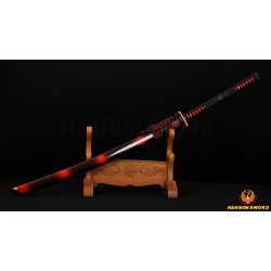 45" Traditional Hand Forged Japanese Samurai Naginata Sword Clay Tempered Full Tang Blade