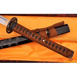 Japanese KATANA Sword DAMASCUS STEEL BLADE BAMBOO THEME KOSHIRAE