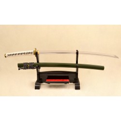 Samurai KATANA Japanese Sword 1095 High Carbon Steel Blade Leather Tsuka-Ito For Sale