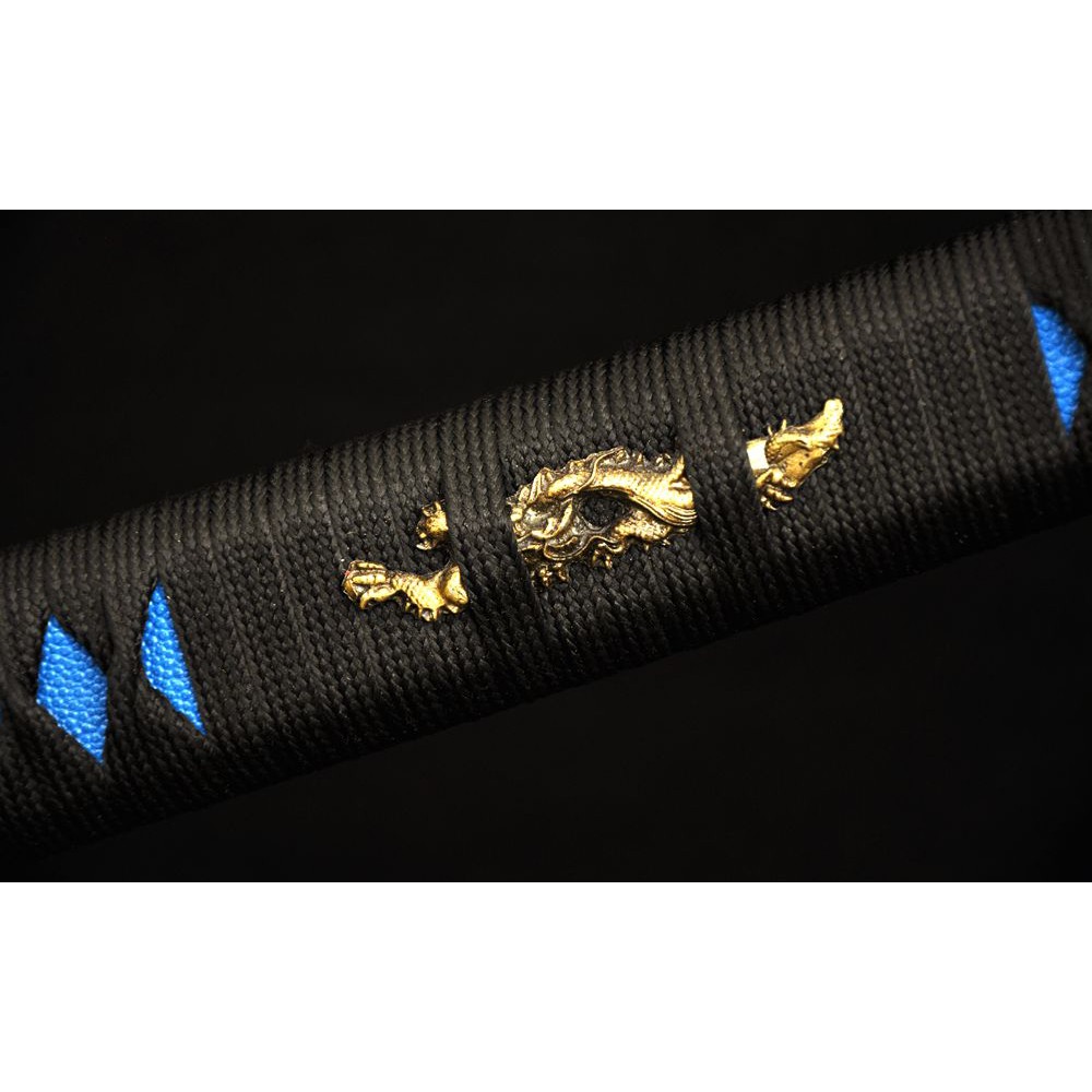 Folded Steel Katana Japanese Samurai Full Tang Dragon Sword Clay ...