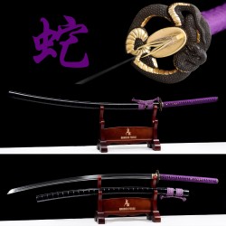 54" Japanese Samurai Odachi / Nodachi Sword / Python-Themed / SHINOGI-ZUKURI Blade with Clay Tempered Hamon