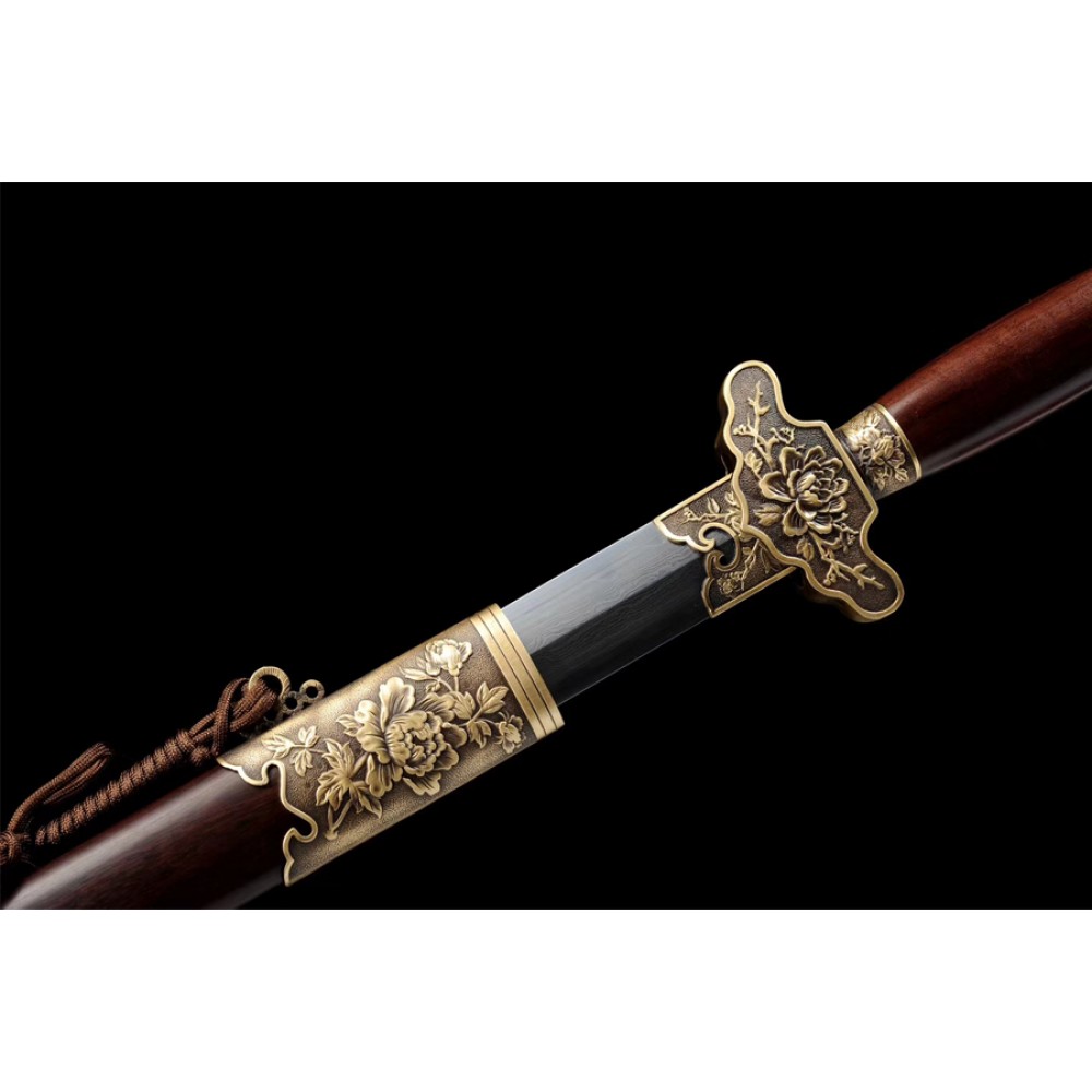 Chinese sword Jian high quality damascus folded steel peony swords ...