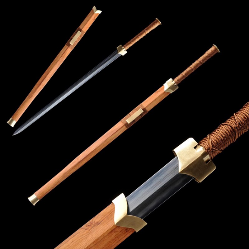 Folded Steel Chinese Han Jian Sword Clay Tempered Blade Hualee Wood ...