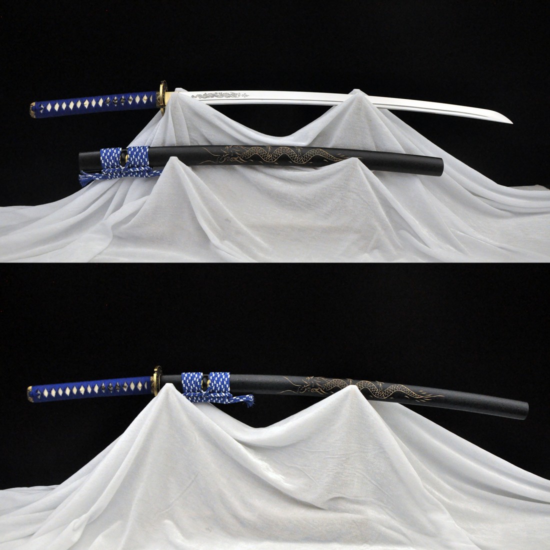 HanBon Forged Japanese Samurai Sword Real Dragon Katana T10 Steel Full ...