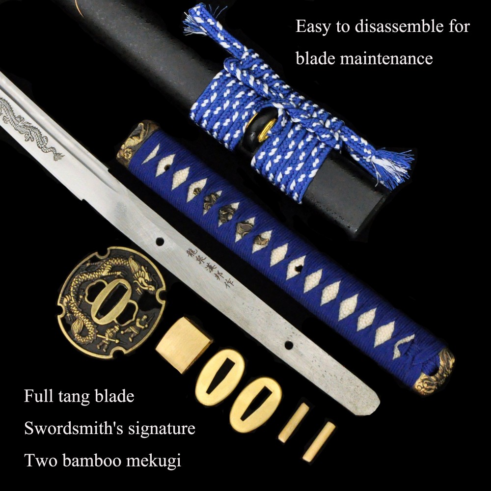 HanBon Forged Japanese Samurai Sword Real Dragon Katana T10 Steel Full ...