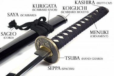 Authentique Katana Japonais en Acier Forgé 1060, Tranchant Véritable,  Détails en Or Bamboo - Katanas (11372479)